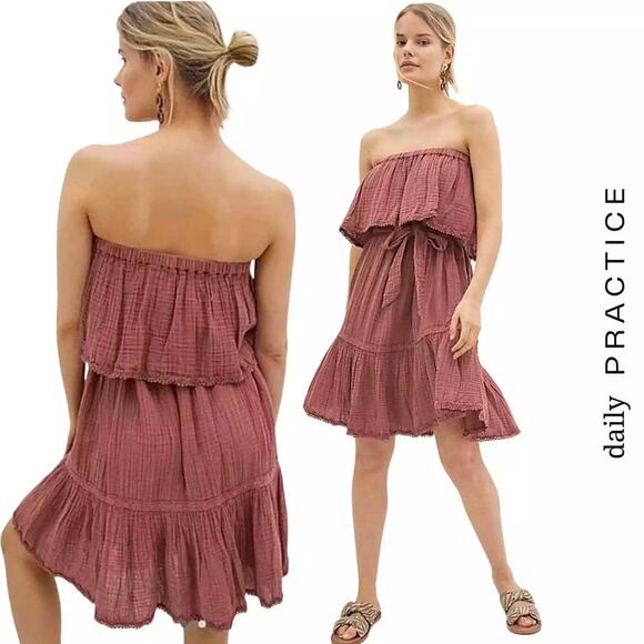 Anthropologie Daily Practice Malibu Mini Dress in Dark Auburn Size XS - Picture 1 of 10